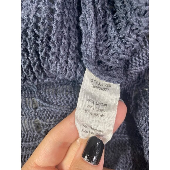 CABI Open Knit Sweater Cardigan Womens SZ M Croc‎ Linen Cotton Ramie Coquette - Picture 4 of 8
